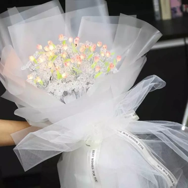 Set DIY Bó Hoa Tulip Đèn LED Handmade Quà Lãng Mạn Người Yêu 20/10 8/3 Erashop