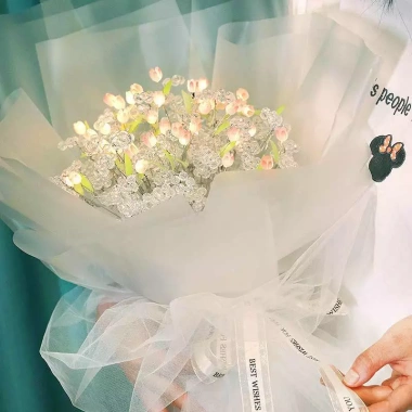 Set DIY Bó Hoa Tulip Đèn LED Handmade Quà Lãng Mạn Người Yêu 20/10 8/3 Erashop