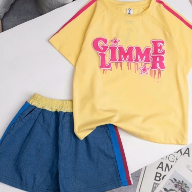 Set Đồ Bé Gái 10-55kg Áo Thun In Chữ + Quần Short Jean - Năng Động, 182.160₫