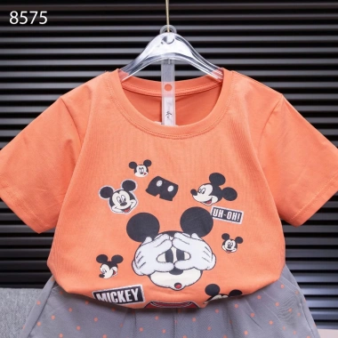 Set đồ bé gái 10-55kg áo thun Mickey ngộ nghĩnh và quần chấm bi ren - Giá 171k 4