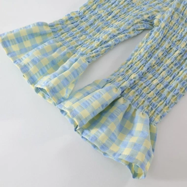 Set Đồ Bé Gái Áo Hai Dây + Quần Ống Loe Caro Cotton Mềm Mát - Giá Ưu Đãi 208.000đ 8