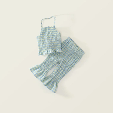 Set Đồ Bé Gái Áo Hai Dây + Quần Ống Loe Caro Cotton Mềm Mát - Giá Ưu Đãi 208.000đ 10