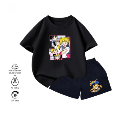 Set đồ bé gái Thủy thủ mặt trăng – Quần + áo thun cotton thoáng mát 15-40kg, giá ưu đãi 190.000 VND 10