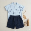 Set đồ bé trai 9-46kg: sơ mi ngắn tay họa tiết dễ thương + quần short kaki cotton thoáng mát, giảm còn 216.000đ 3