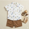 Set đồ bé trai 9-46kg: sơ mi ngắn tay họa tiết dễ thương + quần short kaki cotton thoáng mát, giảm còn 216.000đ 4