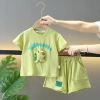 Set Đồ Bé Trai Hè Áo Ngắn Tay & Quần Short Hàn Quốc Hình Khủng Long Dễ Thương 3