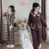 Set đồ bộ mặc nhà Kate tay dài cổ tiểu thư, quần suông dài 3 màu, ưu đãi 223k