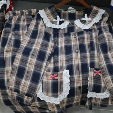 Set đồ bộ mặc nhà Kate tay dài cổ tiểu thư, quần suông dài 3 màu, ưu đãi 223k