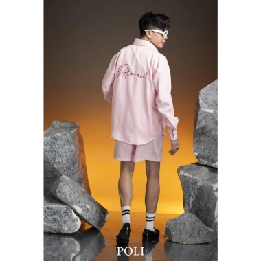 Set đồ bộ nam form rộng POLI màu hồng siêu iu, thoải mái, giảm giá 18% -760.000đ 4