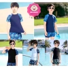 Set đồ bơi 2 mảnh 10-38kg cho bé trai - Màu loang, chữ nổi bật, quần 2 lớp, đi biển du lịch