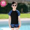 Set đồ bơi 2 mảnh 10-38kg cho bé trai - Màu loang, chữ nổi bật, quần 2 lớp, đi biển du lịch 3