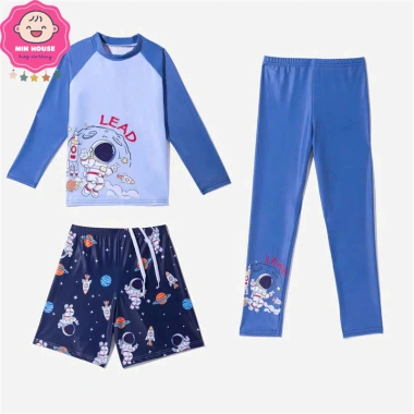 Set đồ bơi 3 món bé trai 15-30kg dưới 1m35 - áo tay dài, quần dài, quần đùi, 199k 4