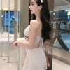 Set đồ đi biển áo choàng, quần ren, áo bra viền thổ cẩm - bikini bán tách 99k 2