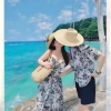 Set đồ đôi áo váy cặp đôi đi biển lụa họa tiết in siêu đẹp Giá 399k 4