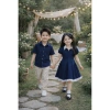 Set đồ đôi couple size lớn nam 110kg nữ 90kg, đồng phục gia đình xanh navy béo trắng dài xinh 3