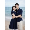 Set đồ đôi couple size lớn nam 110kg nữ 90kg, đồng phục gia đình xanh navy béo trắng dài xinh 4