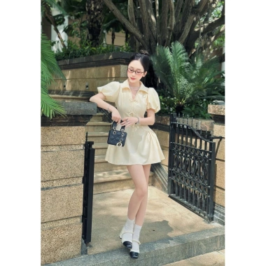 Set Đồ Đôi Đi Tiệc Kem Cotton Tay Bồng Đính Nơ Forever Couple Nữ max 90kg Nam max 110kg 8
