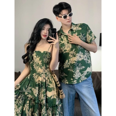 Set Đồ Đôi Màu Xanh Dây Đẹp - Váy Đôi Đi Biển Chụp Hình Cưới T2 Couple Giá 350k