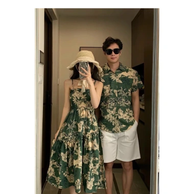 Set Đồ Đôi Màu Xanh Dây Đẹp - Váy Đôi Đi Biển Chụp Hình Cưới T2 Couple Giá 350k