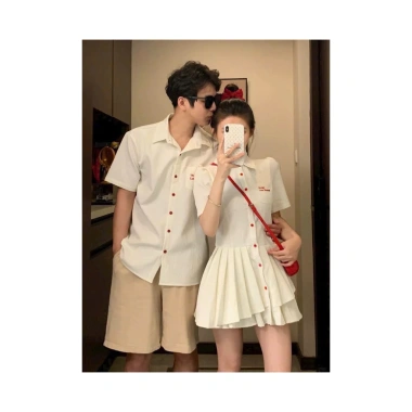 Set Đồ Đôi Trắng Bèo Nút Đỏ Destiny Couple Size Lớn Nữ 90kg Nam 110kg Giá 200k 2