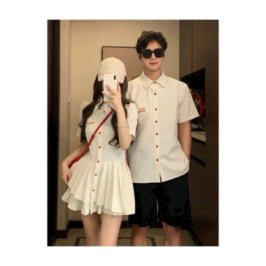 Set Đồ Đôi Trắng Bèo Nút Đỏ Destiny Couple Size Lớn Nữ 90kg Nam 110kg Giá 200k 3