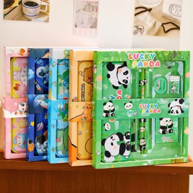 Set Đồ Dùng Học Tập 7 Món Hộp Bút, Bút Chì, Sáp Màu, Tẩy, Gọt Chì, Thước Kẻ - Quà Bé 29.900₫