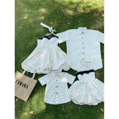 Set Đồ Gia Đình Chấm Bi Đen - Đồ Đôi Trẻ Trung Form Bí, Thích Đi Biển, Du Lịch, Picnic - 140.000₫