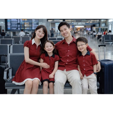 Set đồ gia đình đỏ cổ viền bèo xinh - FOREVER COUPLE, chỉ 149k