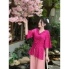 Set đồ lam đi chùa cổ V tay tiên khuy tết - Thiết kế điệu đà, giá ưu đãi 253.500đ 6