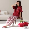 Set đồ mặc nhà nữ Lycra cotton cao cấp - Bộ quần dài áo ngắn tay D4Micha, giá chỉ 460.000đ