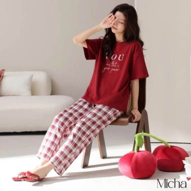 Set đồ mặc nhà nữ Lycra cotton cao cấp - Bộ quần dài áo ngắn tay D4Micha, giá chỉ 460.000đ