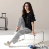 Set đồ mặc nhà nữ Lycra cotton cao cấp - Bộ quần dài áo ngắn tay D4Micha, giá chỉ 460.000đ 2