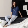 Set đồ mặc nhà nữ Lycra cotton cao cấp - Bộ quần dài áo ngắn tay D4Micha, giá chỉ 460.000đ 6
