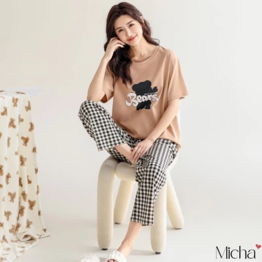 Set đồ mặc nhà nữ Lycra cotton cao cấp - Bộ quần dài áo ngắn tay D4Micha, giá chỉ 460.000đ