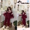 Set Đồ Ngủ Nữ Dài Tay Vintage Ren - Pyjama Cao Cấp Màu Đỏ Giá 299k
