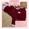 Set Đồ Ngủ Nữ Dài Tay Vintage Ren - Pyjama Cao Cấp Màu Đỏ Giá 299k 3