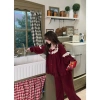 Set Đồ Ngủ Nữ Dài Tay Vintage Ren - Pyjama Cao Cấp Màu Đỏ Giá 299k 6