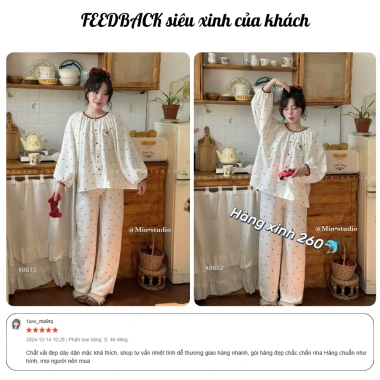Set đồ ngủ nữ pijama thu đông tay dài rộng, họa tiết hoạt hình tim xinh xắn 278.900VND 9 Set đồ ngủ nữ pijama thu đông tay dài rộng, họa tiết hoạt hình tim xinh xắn 278.900VND 9