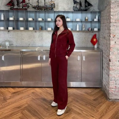 Set đồ nỉ GUNO LEN LÓT LÔNG kéo khoá quần suông hot trend 25BG235 - Giá 840k, chất liệu mềm mại, phong cách trẻ trung
