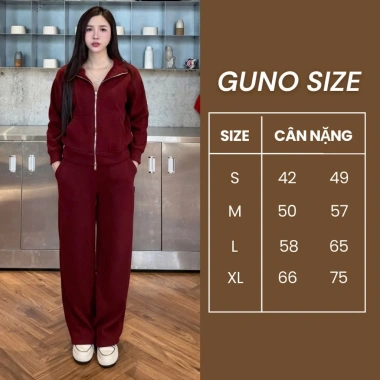 Set đồ nỉ GUNO LEN LÓT LÔNG kéo khoá quần suông hot trend 25BG235 - Giá 840k, chất liệu mềm mại, phong cách trẻ trung