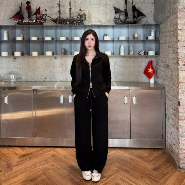Set đồ nỉ GUNO LEN LÓT LÔNG kéo khoá quần suông hot trend 25BG235 - Giá 840k, chất liệu mềm mại, phong cách trẻ trung