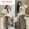 Set đồ nữ áo thun dài tay kem, quần dài chấm bi Lily in Mickey HCOM3.346