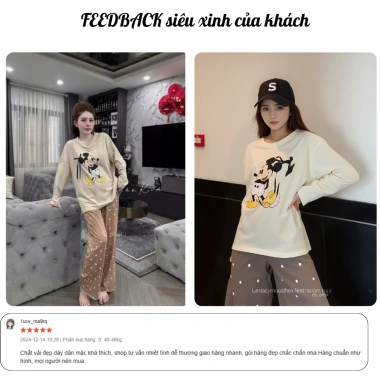 Set đồ nữ áo thun dài tay kem, quần dài chấm bi Lily in Mickey HCOM3.346 9