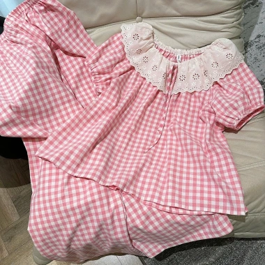 Set đồ nữ bộ mặc nhà cộc dài áo tay dơi in hình dễ thương, thun mát màu hồng, siêu xinh - chỉ 199.000 VND