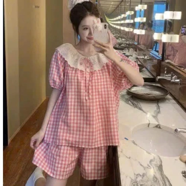 Set đồ nữ bộ mặc nhà cộc dài áo tay dơi in hình dễ thương, thun mát màu hồng, siêu xinh - chỉ 199.000 VND