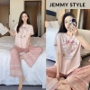 Set đồ nữ bộ mặc nhà cộc dài áo tay dơi in hình dễ thương, thun mát màu hồng, siêu xinh - chỉ 199.000 VND 7