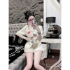 Set đồ nữ dễ thương áo phông rộng in hellokity, short phối ren 3 màu, ưu đãi 189k 6