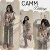 Set Đồ Nữ HCOM3.623 CAMM: Áo in cún, quần kẻ suông, gấu bèo, mặc nhà 199k