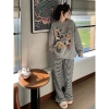 Set Đồ Nữ HCOM3.623 CAMM: Áo in cún, quần kẻ suông, gấu bèo, mặc nhà 199k 2