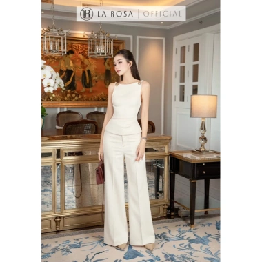 Set Đồ Nữ La Rosa – Áo Sát Nách Peplum Đính Đá Vai + Quần Tây Ống Suông – 559k